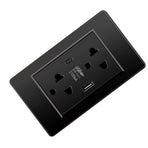 Thailand Type Electrical Wall Receptacle Outlet Space Saving USB Type C Wall Charger Outlet for Home Black