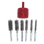 Battery Terminal Brush with 6pcs 1/4in Hex Shank Cleaning Brush Set for Copper Pipes and Fittings Red