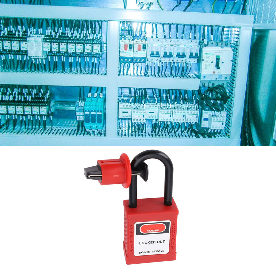 Miniature Circuit Breaker Lockout Breaker Switch Lock with Padlock and 2 Keys for Industrial Equipment