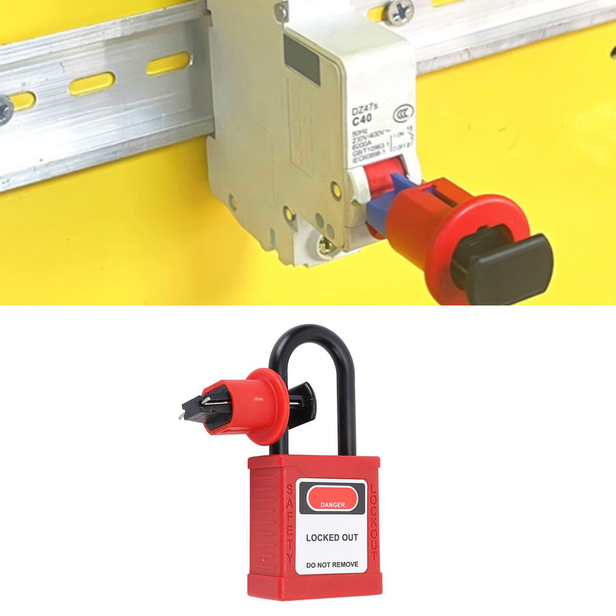 Miniature Circuit Breaker Lockout Breaker Switch Lock with Padlock and 2 Keys for Industrial Equipment