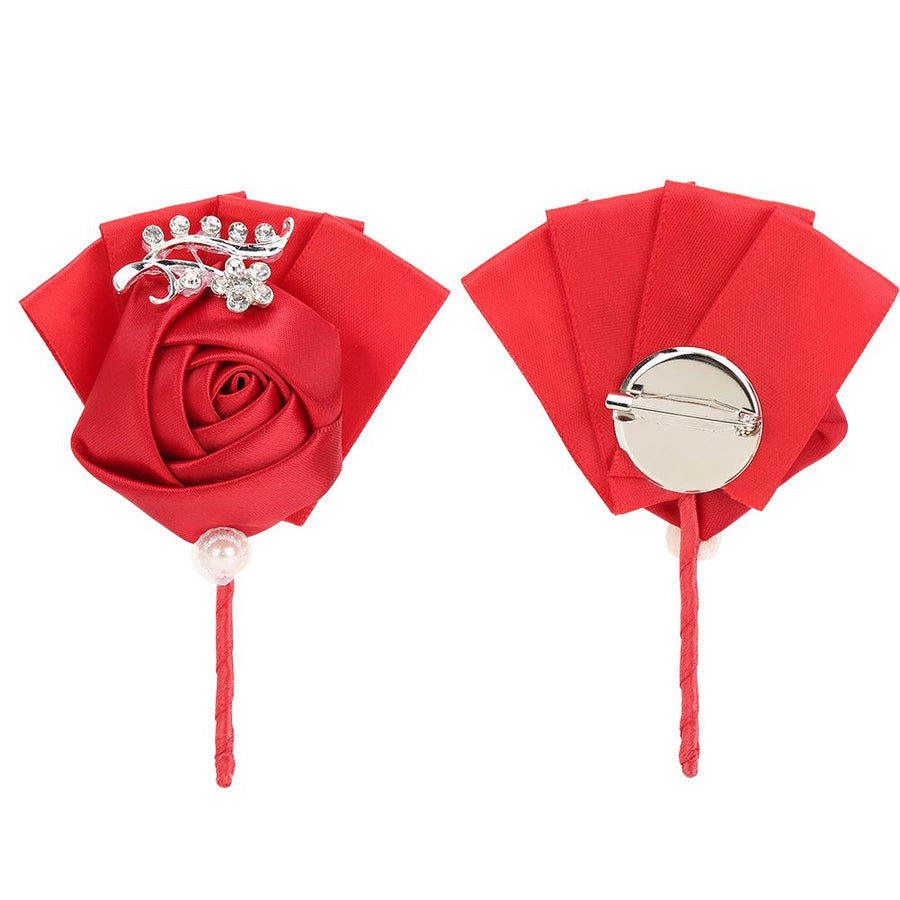 4Pcs Exquisite Ribbon Wedding Corsage Brooch Bridesmaid Artificial Chest Flower Accessories