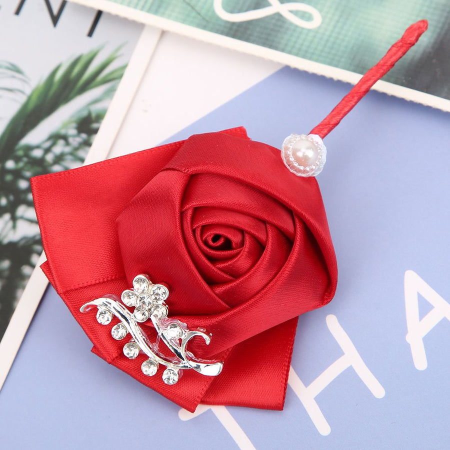 4Pcs Exquisite Ribbon Wedding Corsage Brooch Bridesmaid Artificial Chest Flower Accessories