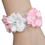 6Pcs Beautiful Bride Bridesmaids Simulation Ribbon Wrist Flower Wedding Decoration Accessories(Pink White )