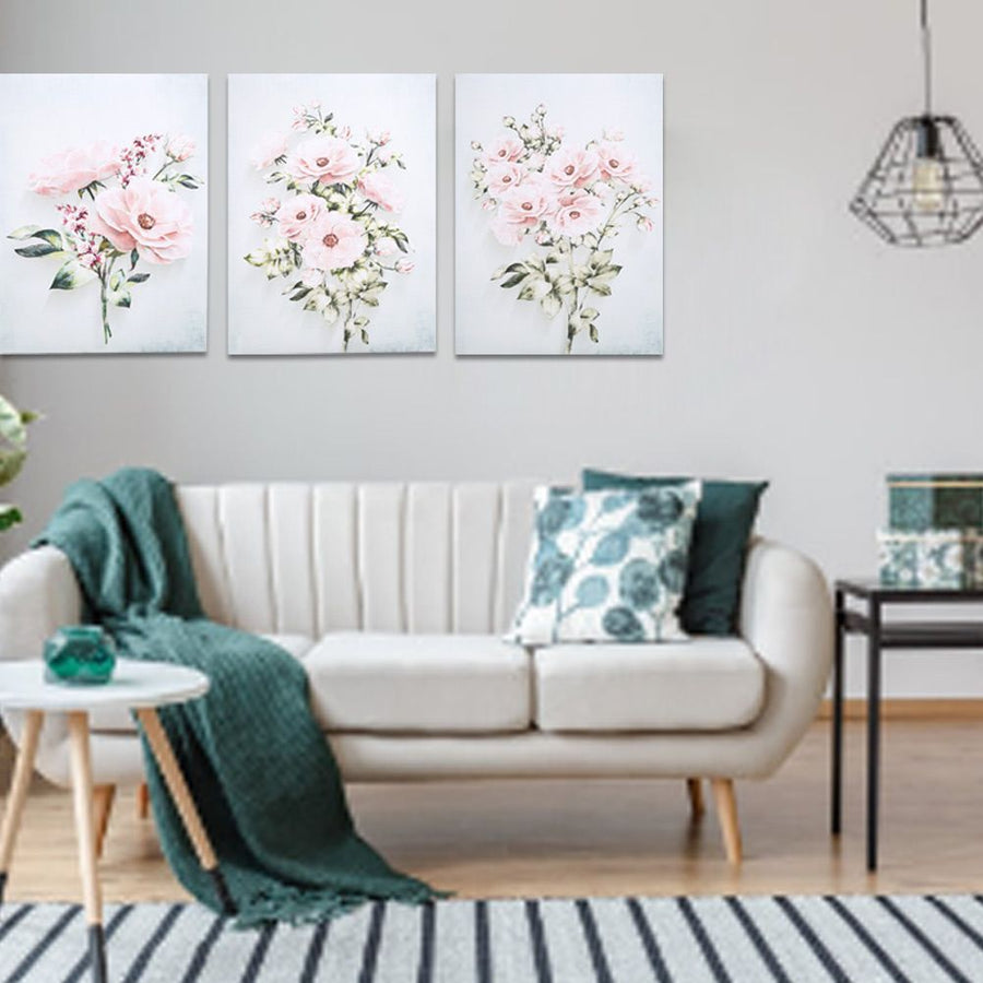 3Pcs 30x40cm Hand Painted Rose Flower Wall Painting Decorative Picture Living Room Study Decor