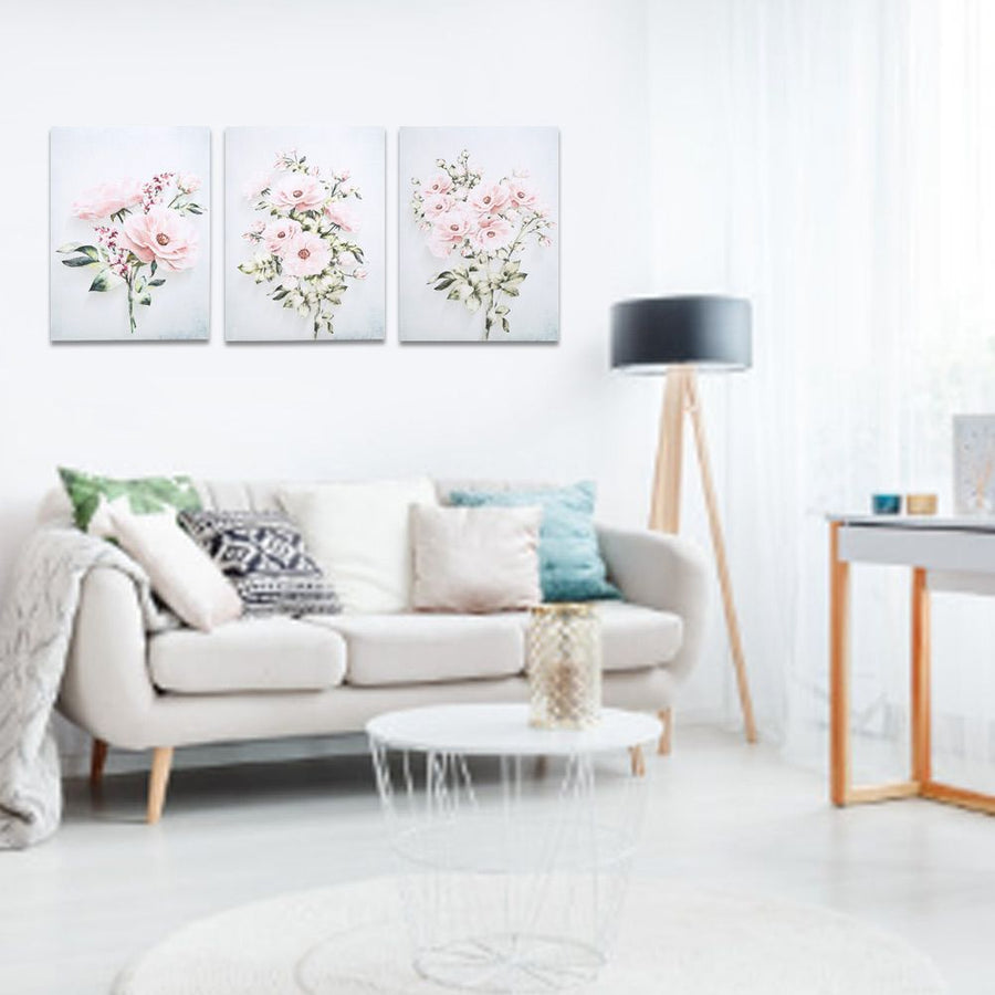 3Pcs 30x40cm Hand Painted Rose Flower Wall Painting Decorative Picture Living Room Study Decor