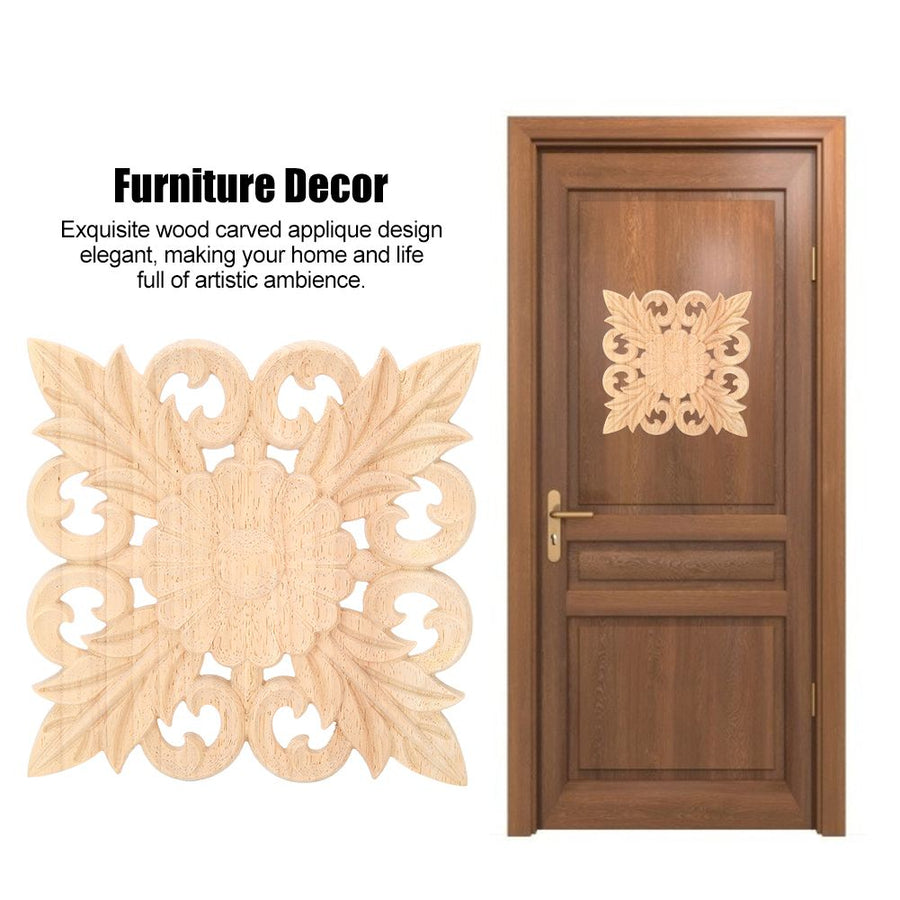 Wood Carved Applique Onlay Carving Decal Unpainted Home Cabinet Furniture Decor