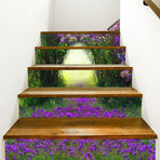 3D Purple Flower Pattern Stair Sticker Removable Wall Decal Wallpaper Home Decor