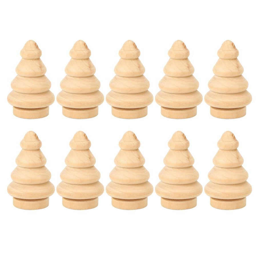 10Pcs Unfinished Wooden Tree for Children DIY Art Craft Painting Home Decor