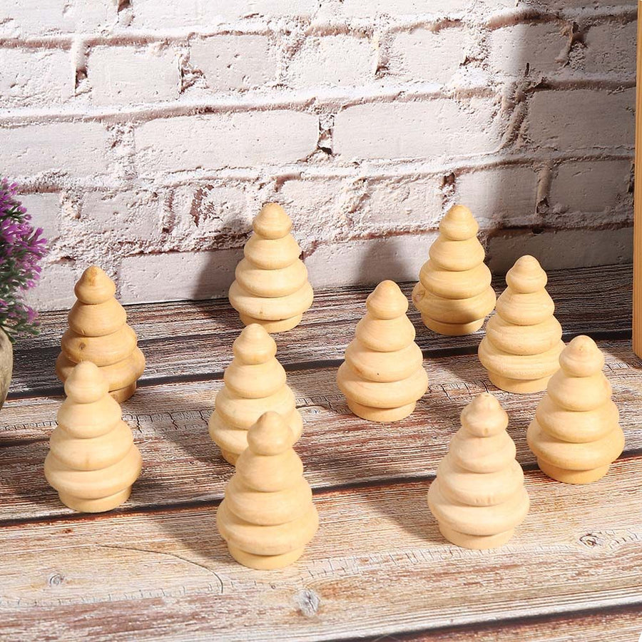 10Pcs Unfinished Wooden Tree for Children DIY Art Craft Painting Home Decor