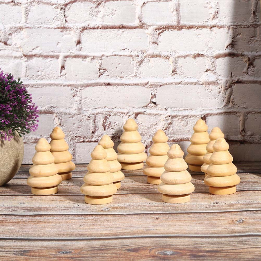 10Pcs Unfinished Wooden Tree for Children DIY Art Craft Painting Home Decor