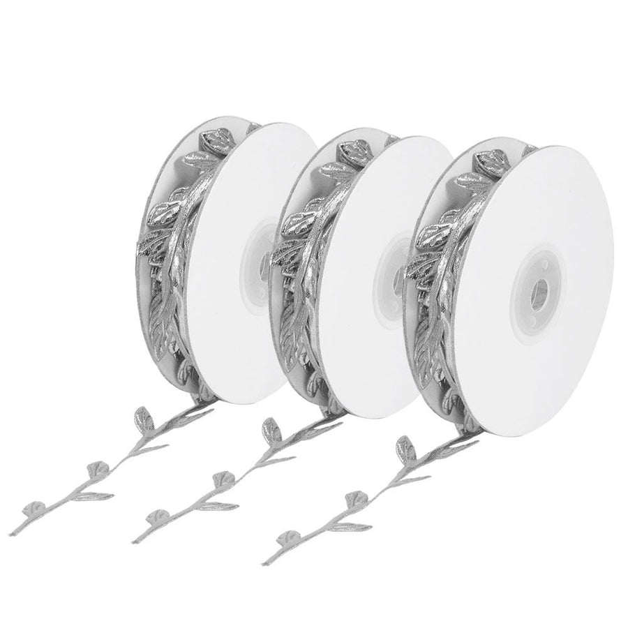 3 Roll Artificial Leaves Vine DIY Kindergarten Craft Wedding Decoration AccessorySilver