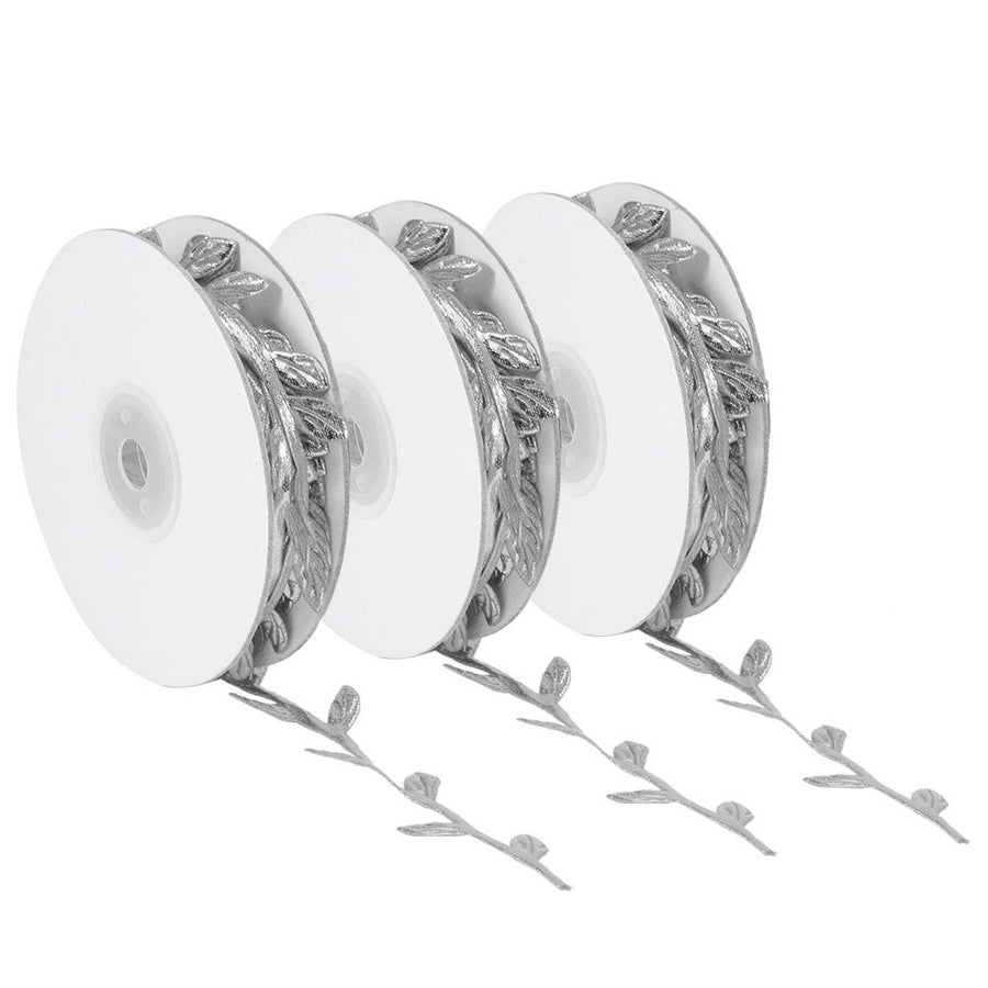 3 Roll Artificial Leaves Vine DIY Kindergarten Craft Wedding Decoration AccessorySilver