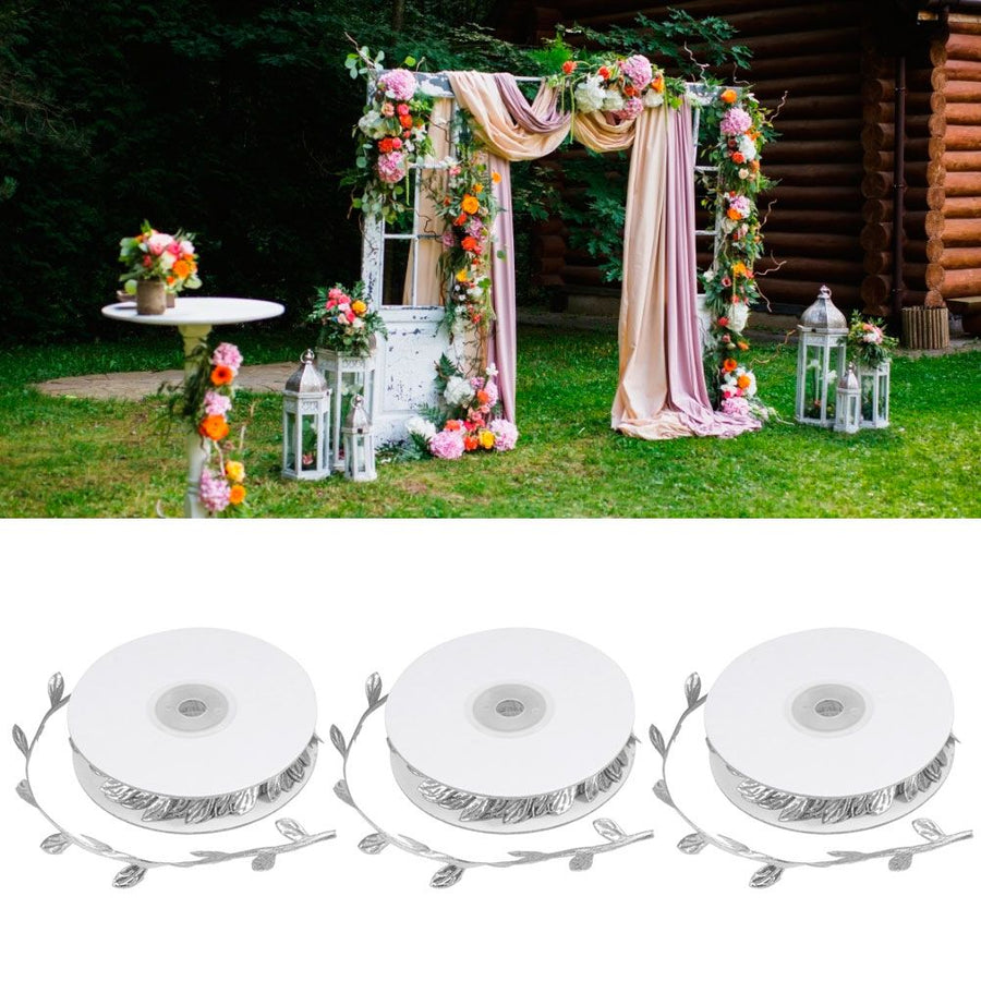 3 Roll Artificial Leaves Vine DIY Kindergarten Craft Wedding Decoration AccessorySilver