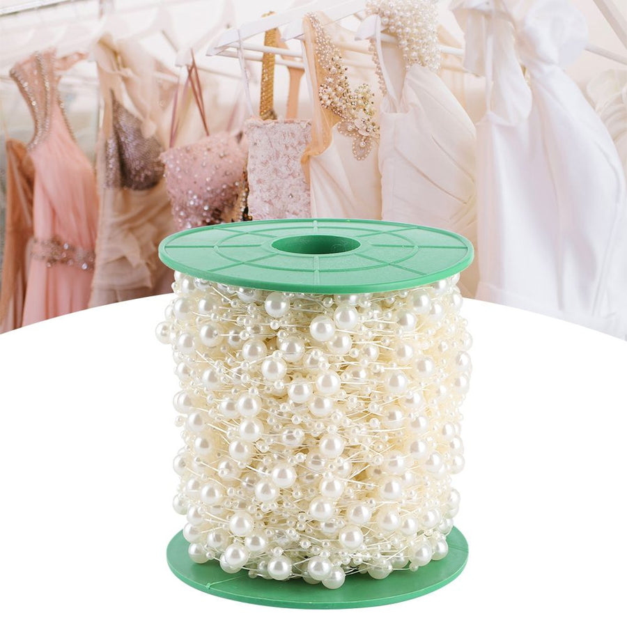 Faux Pearl Bead String Artificial Beading Accessories DIY Bouquet Clothes MaterialBeige