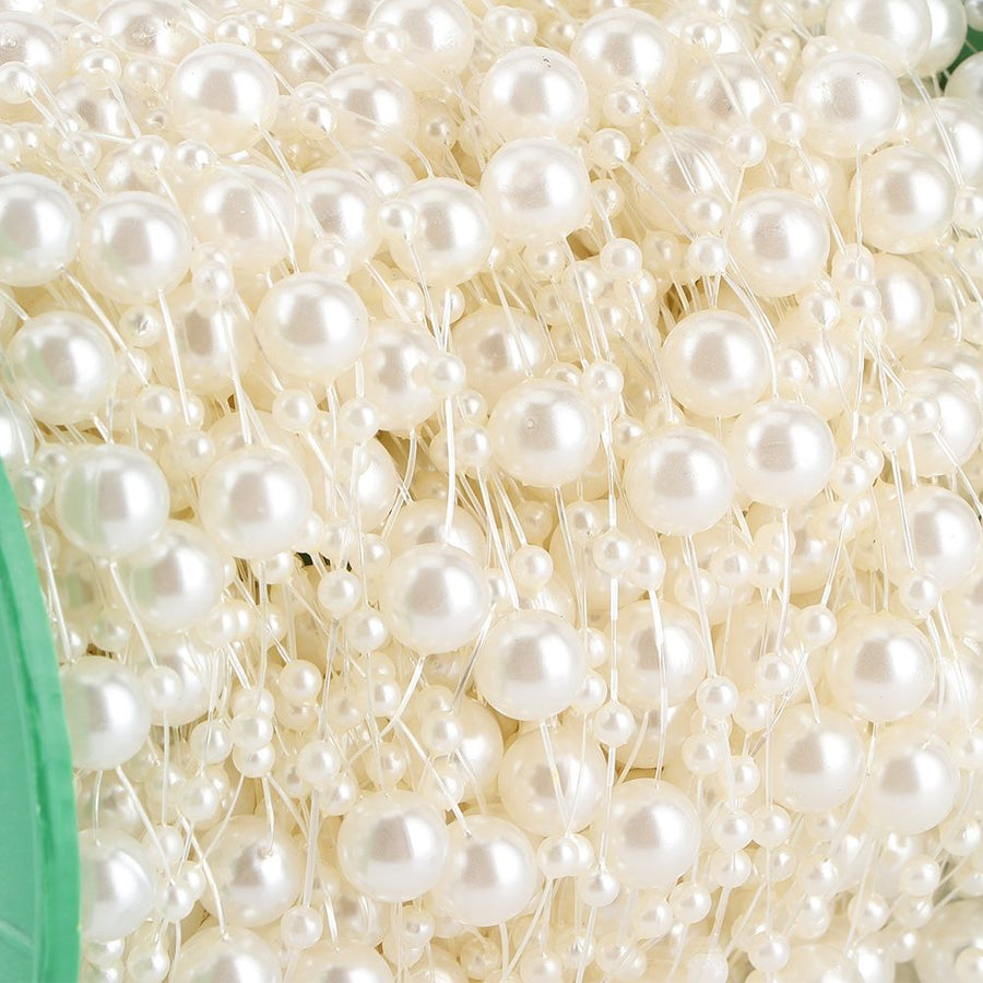 Faux Pearl Bead String Artificial Beading Accessories DIY Bouquet Clothes MaterialBeige