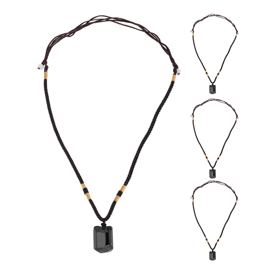 4Pcs Tourmaline Pendant Necklace Sweater Chain Adjustable Cord Cloth Accessory