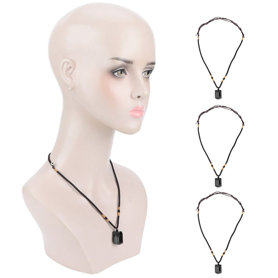4Pcs Tourmaline Pendant Necklace Sweater Chain Adjustable Cord Cloth Accessory