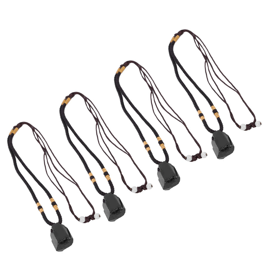 4Pcs Tourmaline Pendant Necklace Sweater Chain Adjustable Cord Cloth Accessory