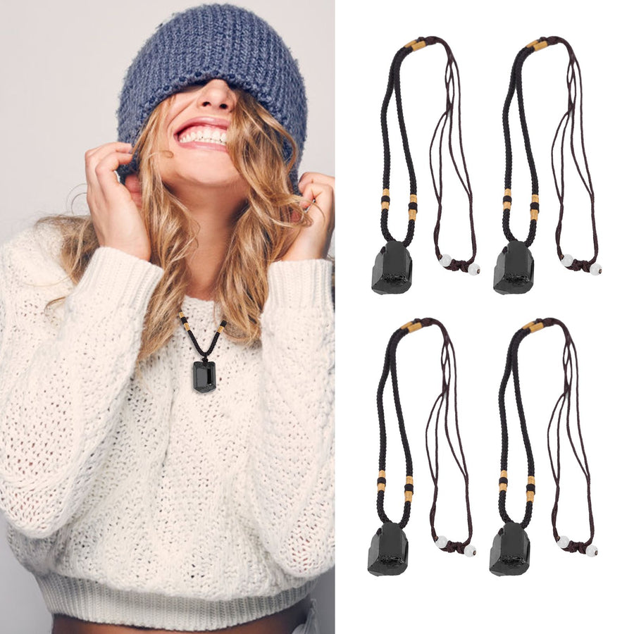 4Pcs Tourmaline Pendant Necklace Sweater Chain Adjustable Cord Cloth Accessory