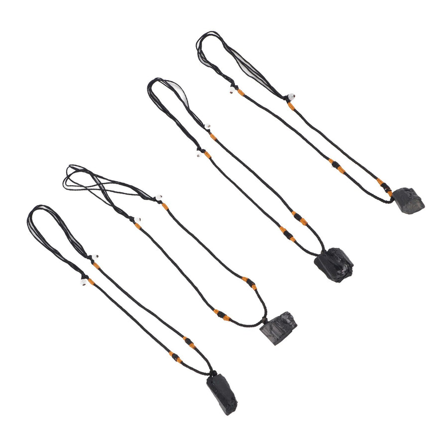 4Pcs Tourmaline Pendant Necklace Sweater Chain Adjustable Cord Cloth Accessory