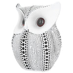 Owl Statue Innovative Resin Animal Sculpture Ornament Art Crafts for Desktop DecorationBS1027 White with Black Spots