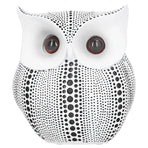 Owl Statue Innovative Resin Animal Sculpture Ornament Art Crafts for Desktop DecorationBS1027 White with Black Spots