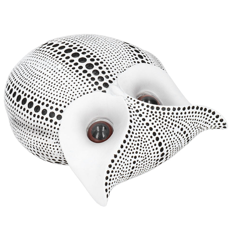 Owl Statue Innovative Resin Animal Sculpture Ornament Art Crafts for Desktop DecorationBS1027 White with Black Spots