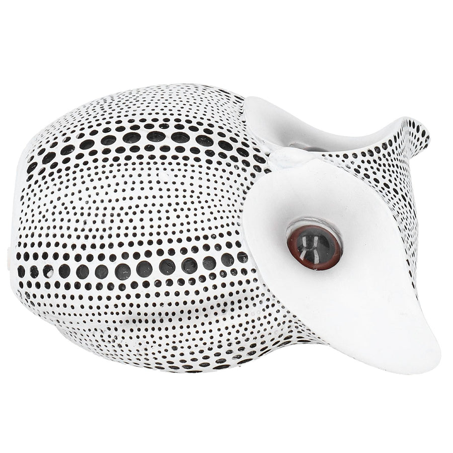 Owl Statue Innovative Resin Animal Sculpture Ornament Art Crafts for Desktop DecorationBS1027 White with Black Spots