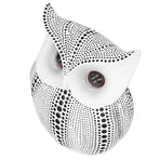 Owl Statue Innovative Resin Animal Sculpture Ornament Art Crafts for Desktop DecorationBS1027 White with Black Spots