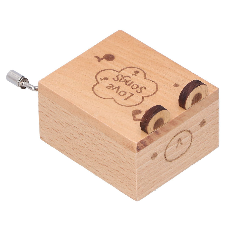 Mini Hand Crank Music Box Handicraft Home Decoration Desktop Ornament Children's Day GiftBear Shape