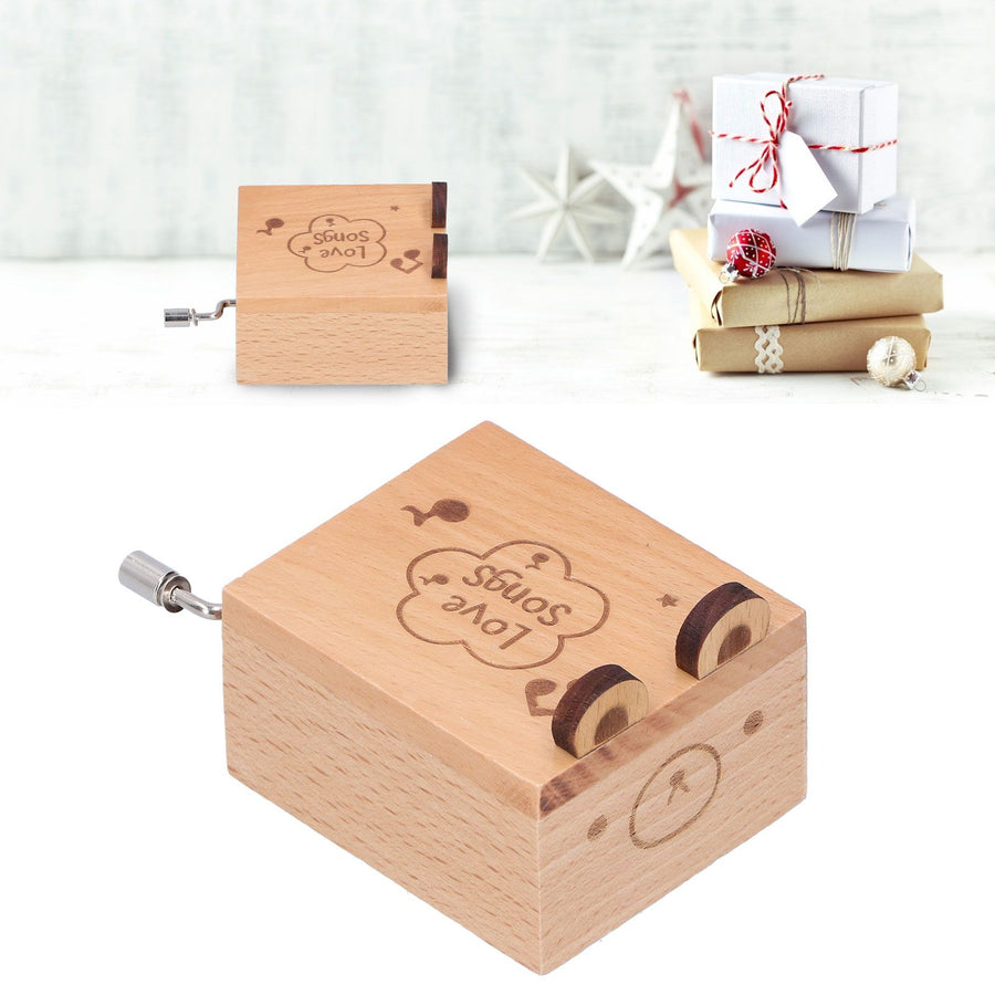Mini Hand Crank Music Box Handicraft Home Decoration Desktop Ornament Children's Day GiftBear Shape