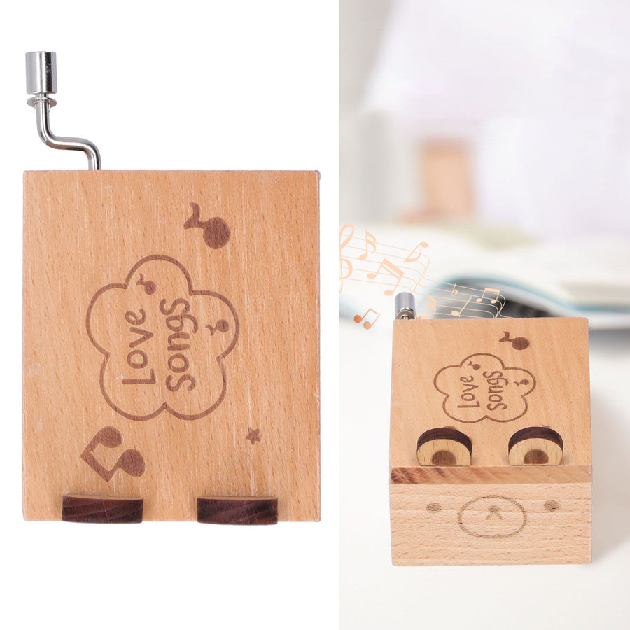 Mini Hand Crank Music Box Handicraft Home Decoration Desktop Ornament Children's Day GiftBear Shape