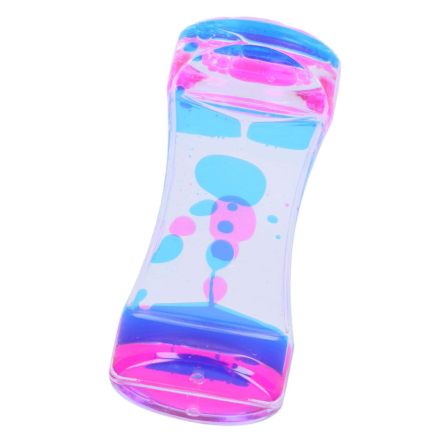 Double Color Liquid Motion Bubbler Timer Hourglass Liquid Bubbler Toy Desk Decor(Blue Pink )