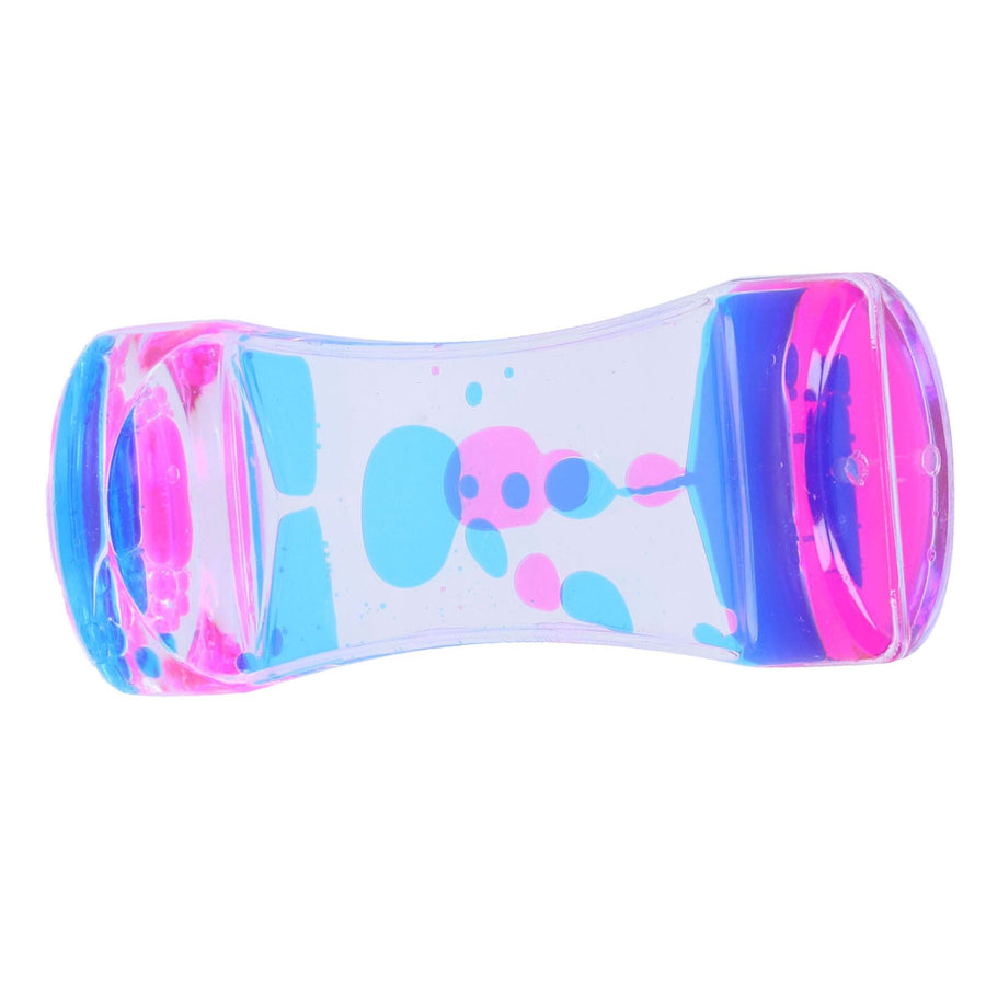 Double Color Liquid Motion Bubbler Timer Hourglass Liquid Bubbler Toy Desk Decor(Blue Pink )