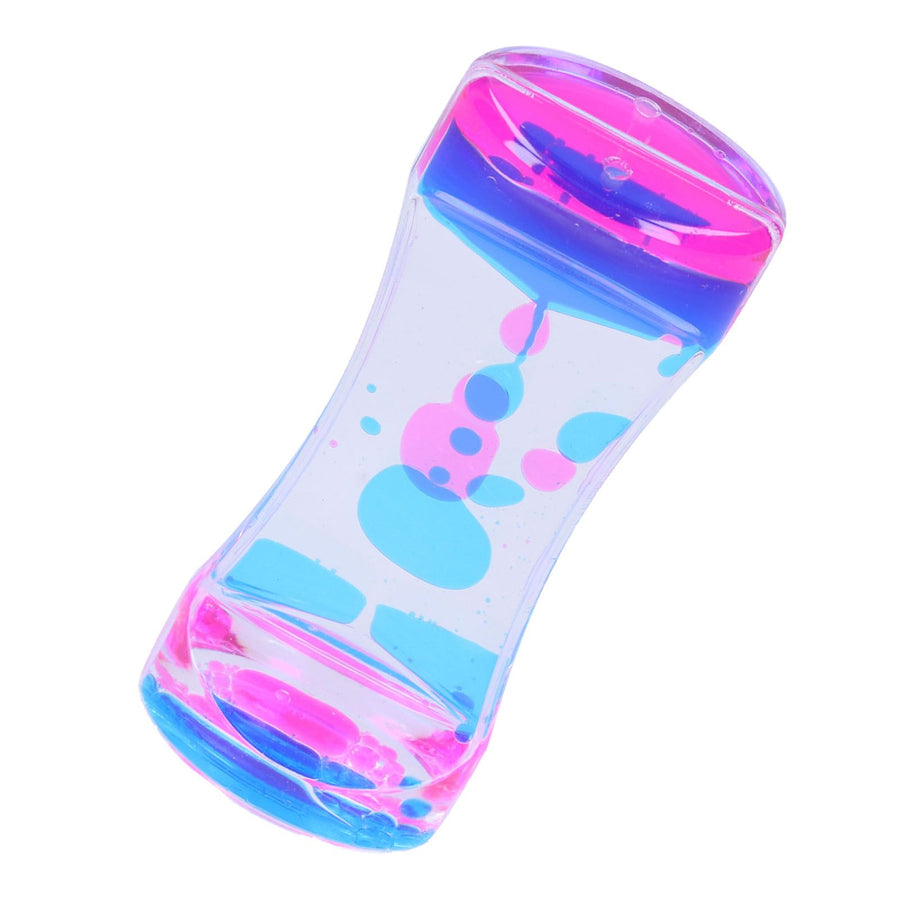Double Color Liquid Motion Bubbler Timer Hourglass Liquid Bubbler Toy Desk Decor(Blue Pink )