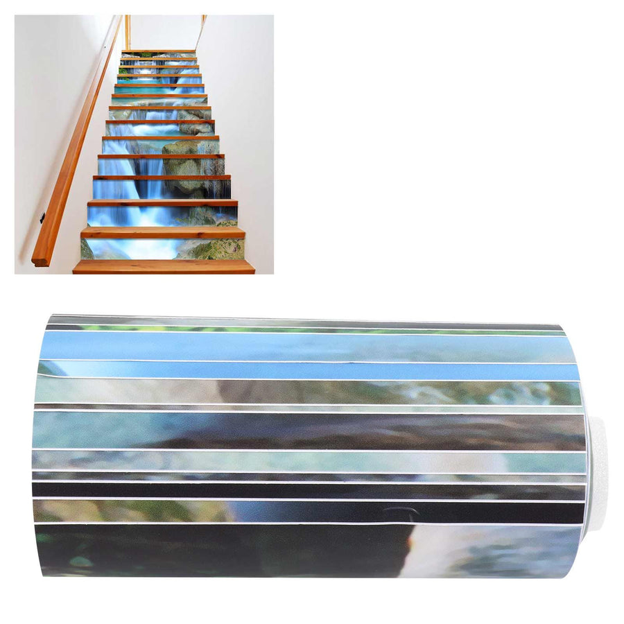 13Pcs/Set Waterfall Scenery Stairs Stickers Steps Renovation Stickers Home Decoration