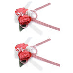 2Pcs Artificial Wrist Flower Innovative Bridesmaid Wrist Corsage Wedding DecorationRed