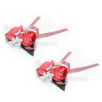 2Pcs Artificial Wrist Flower Innovative Bridesmaid Wrist Corsage Wedding DecorationRed