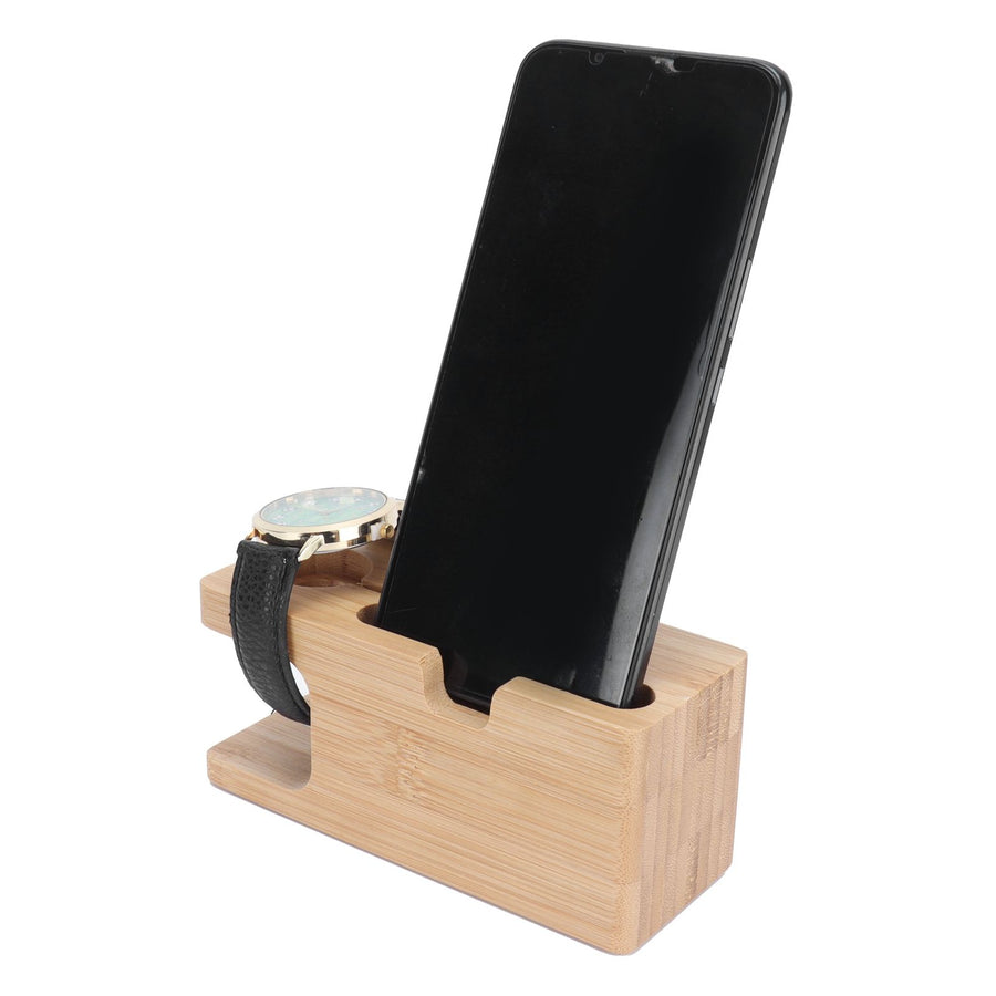 Smart Phone Rack Watch Charging Stand Bamboo Storage Rack for Living Room Bedroom Use