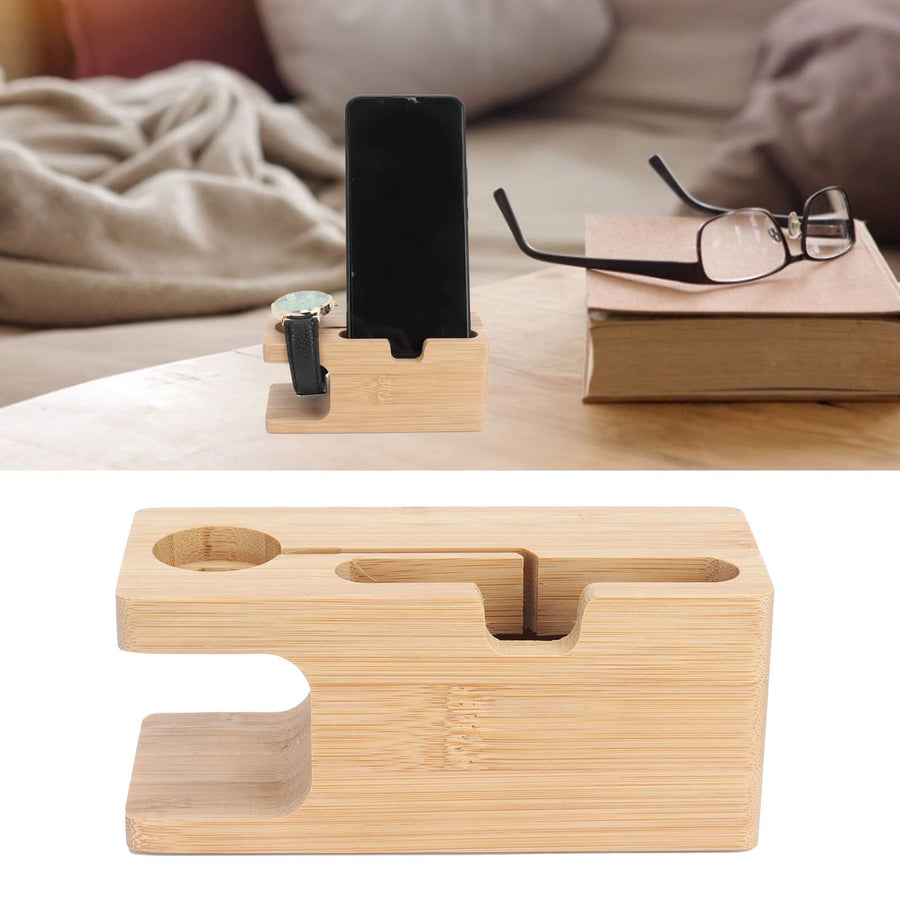 Smart Phone Rack Watch Charging Stand Bamboo Storage Rack for Living Room Bedroom Use