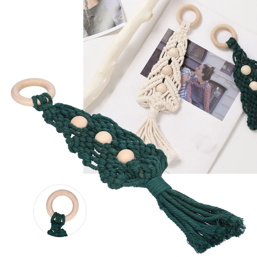 Christmas Tree Ornaments Wooden Loop Cotton Rope HandWoven Christmas Ornaments