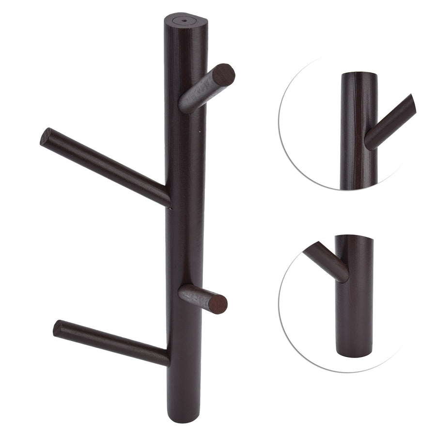 Punch Free Wall Mounted Coat Rack Towel Hanger Tree Branch Shaped Hat Rack for Living Room(Brown 4 Hooks )