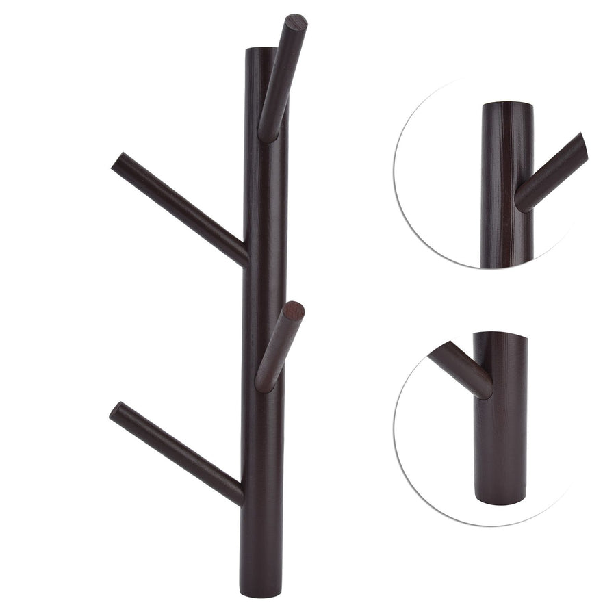Punch Free Wall Mounted Coat Rack Towel Hanger Tree Branch Shaped Hat Rack for Living Room(Brown 4 Hooks )