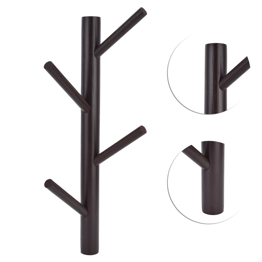 Punch Free Wall Mounted Coat Rack Towel Hanger Tree Branch Shaped Hat Rack for Living Room(Brown 4 Hooks )