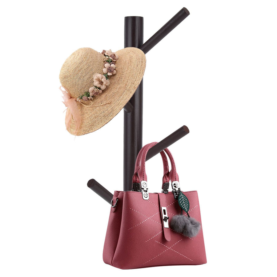 Punch Free Wall Mounted Coat Rack Towel Hanger Tree Branch Shaped Hat Rack for Living Room(Brown 4 Hooks )