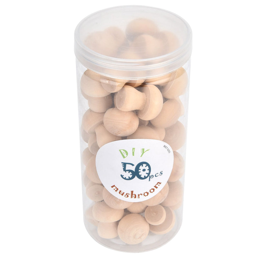Wooden Mushroom Ornament 50pcs Wood Mushroom Toy for Home Office Desktop Decoration