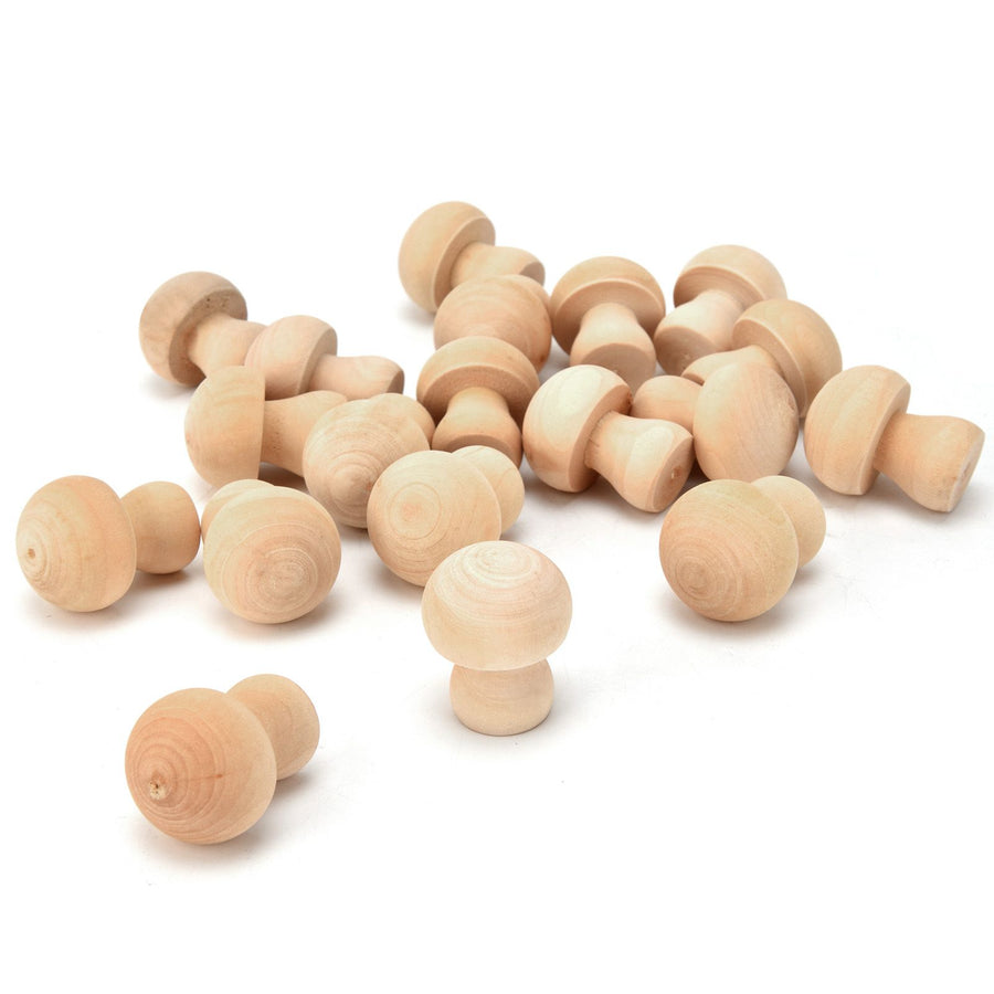 Wooden Mushroom Ornament 50pcs Wood Mushroom Toy for Home Office Desktop Decoration