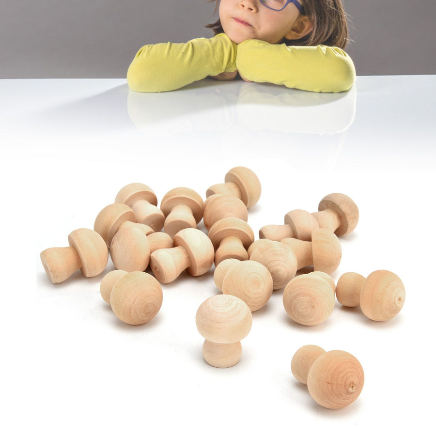 Wooden Mushroom Ornament 50pcs Wood Mushroom Toy for Home Office Desktop Decoration