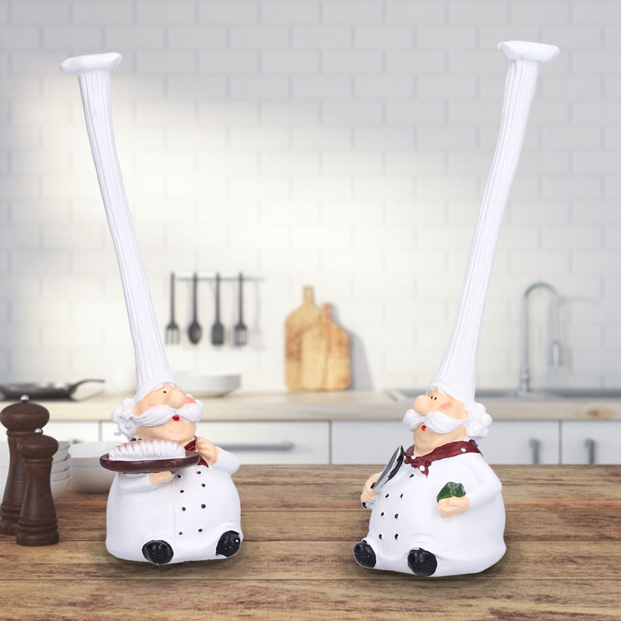 Small Resin Chef Figurine Sculpture Desktop Ornaments for Bedroom Kitchen Dining Room