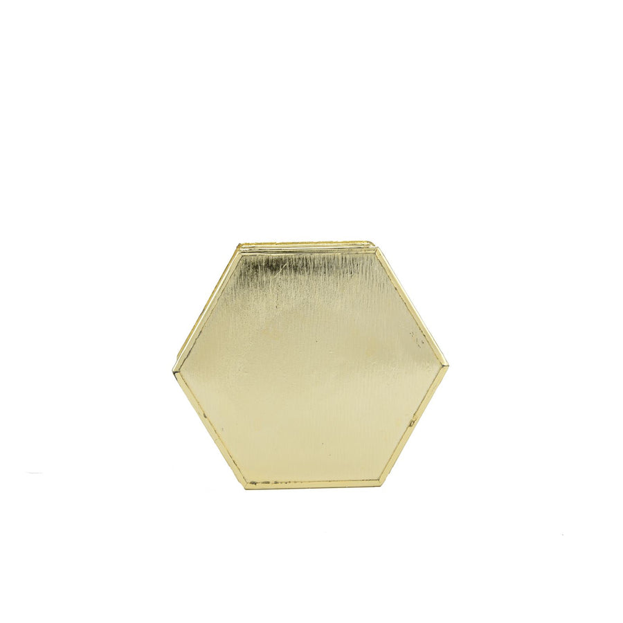 12PCS Hollow Candy Box Plastic Candy Case Container for Wedding Bridal Shower SuppliesGold Hexagonal